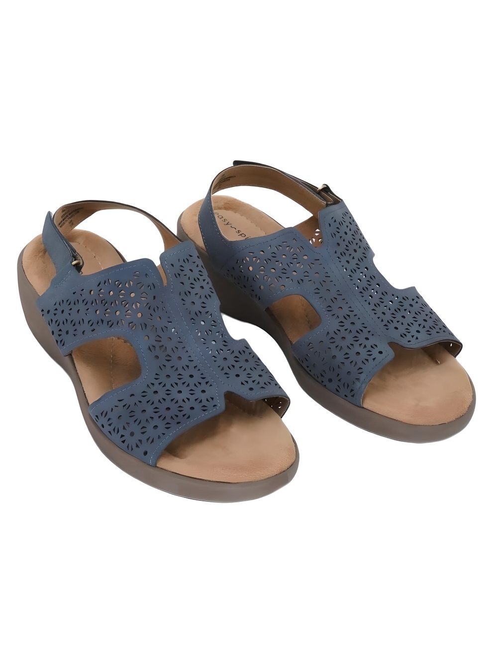 Easy Spirit Womens Kali Blue Laser Cut Slingback Comfort Sandals Size 10